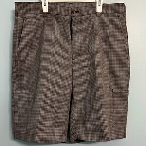 Men’s 34 Ping Brown & White Plaid Golf Shorts